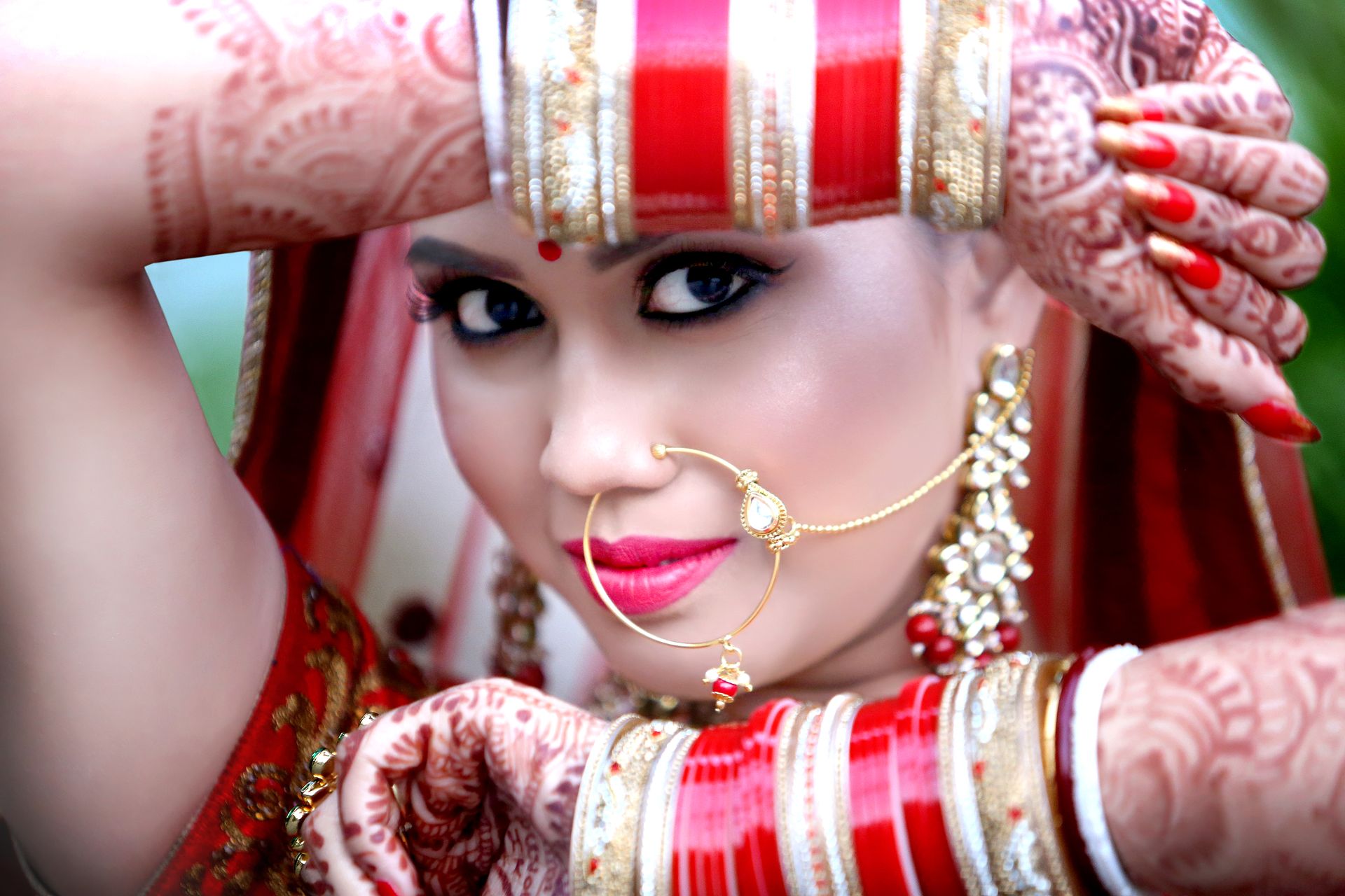 Close-up wedding portrait of Debarati Sarkar, captured by Ranjan Bhattacharya