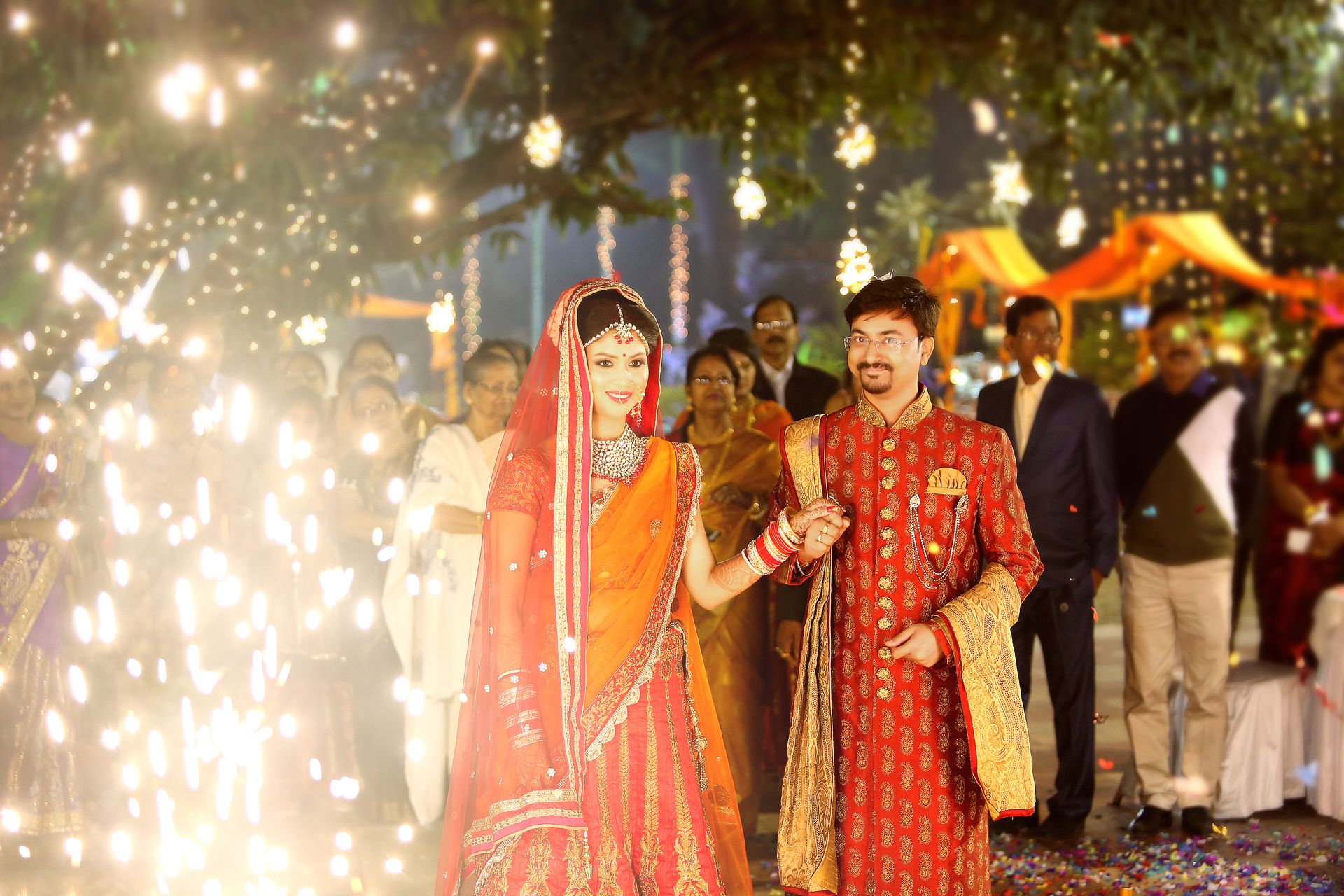 Candid shot of the bride and groom sharing their entry during their wedding reception.