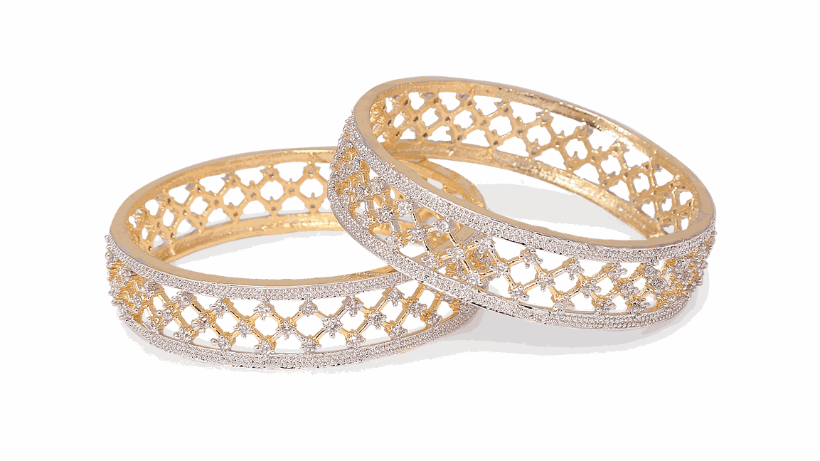 A beautifully crafted diamond bangles photographed against a white background by product photographer Ranjan Bhattacharya in Kolkata.