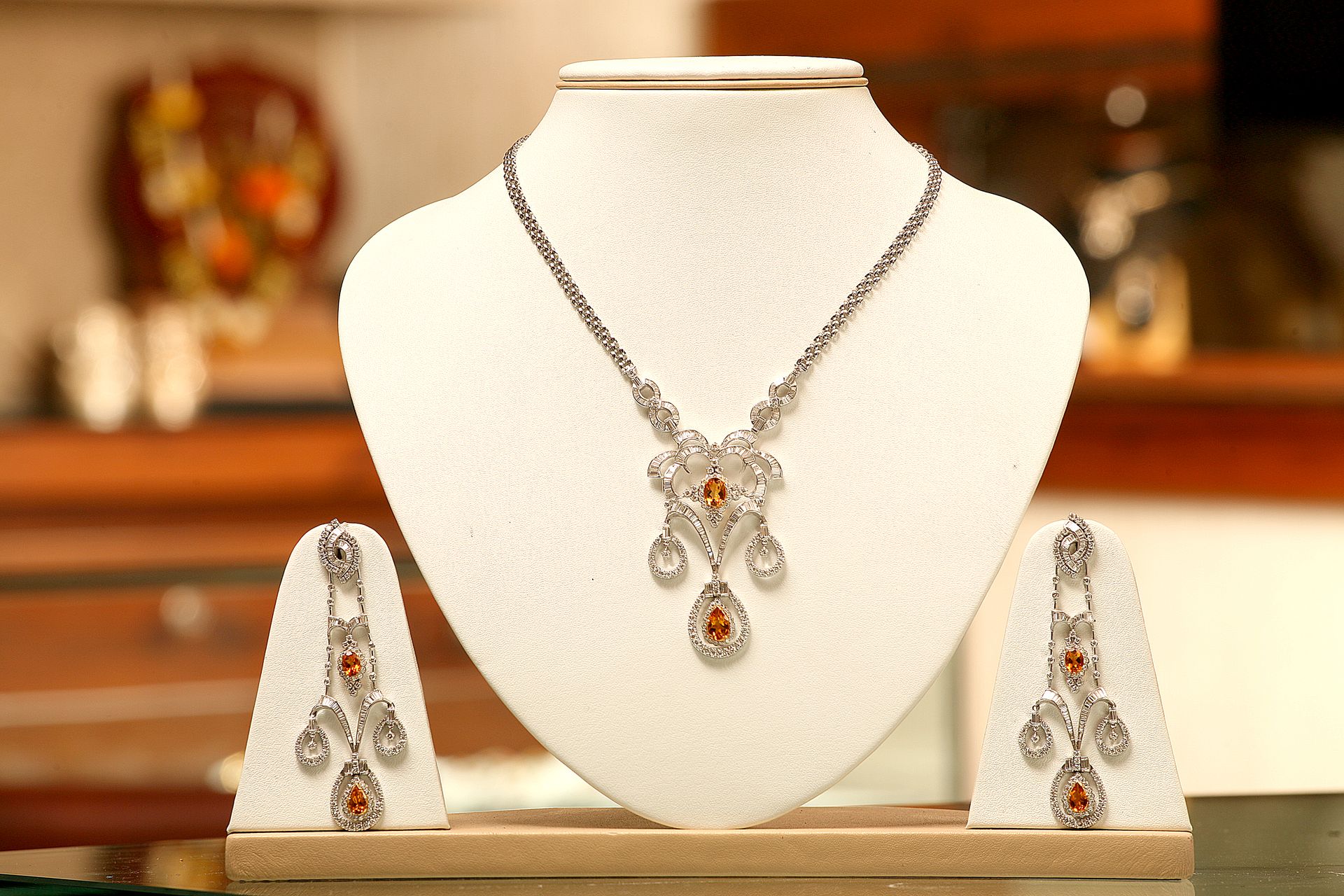 Elegant diamond necklace with intricate detailing, photographed by Ranjan Bhattacharya.