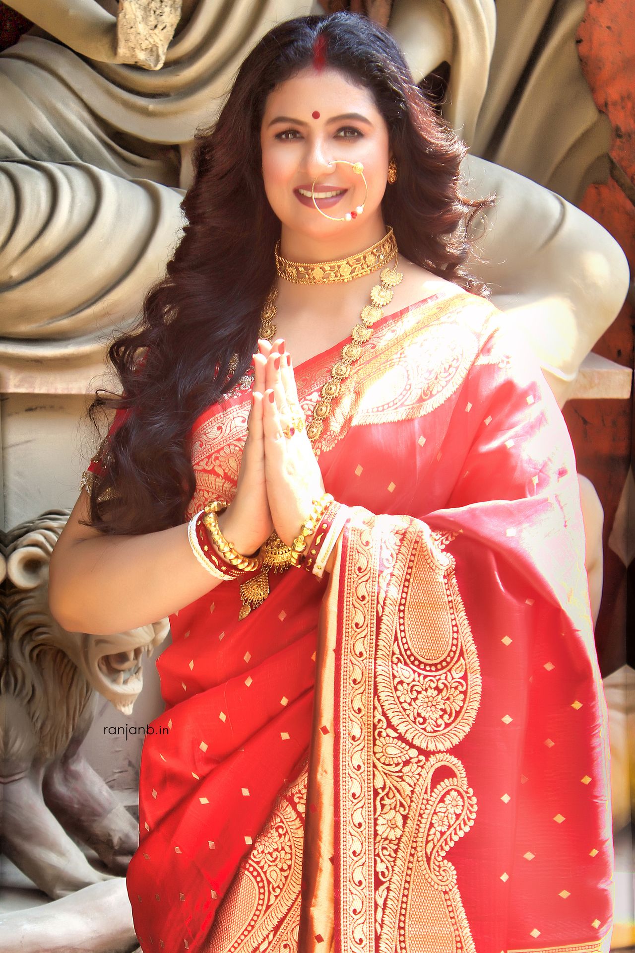 Portrait of Hasin Jahan wearing a traditional outfit, captured by Ranjan Bhattacharya, showcasing her elegance and grace.