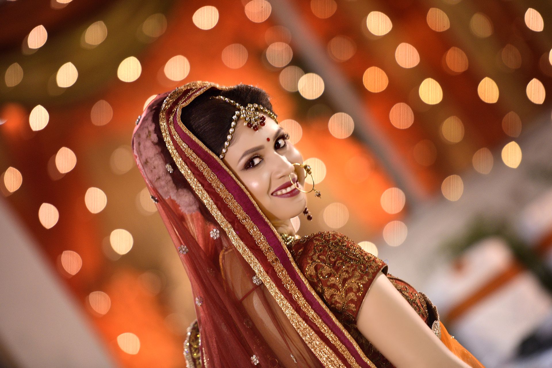 Close-up wedding portrait of Debarati Sarkar, captured by Ranjan Bhattacharya