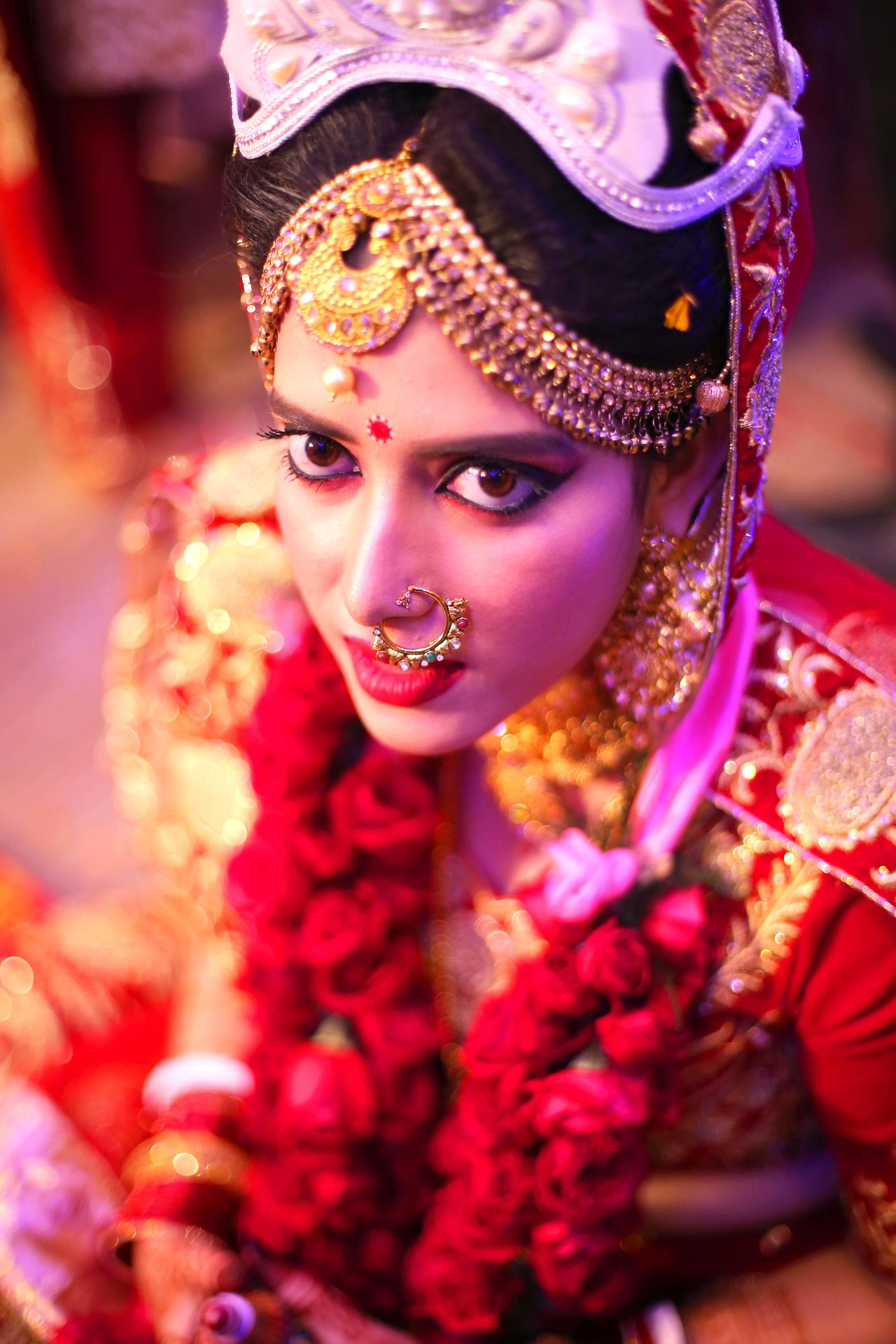 Close-up Wedding Portrait of Shanoli Roy Kumar - Captured by Ranjan Bhattacharya