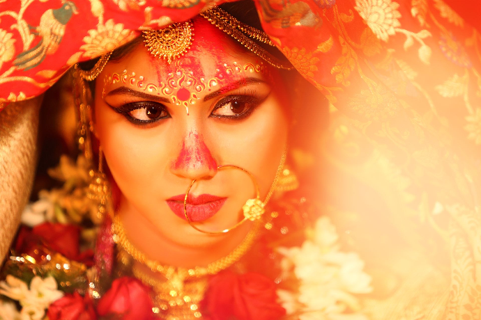 Close-up Wedding Portrait of Debarati Sarkar - Captured by Ranjan Bhattacharya